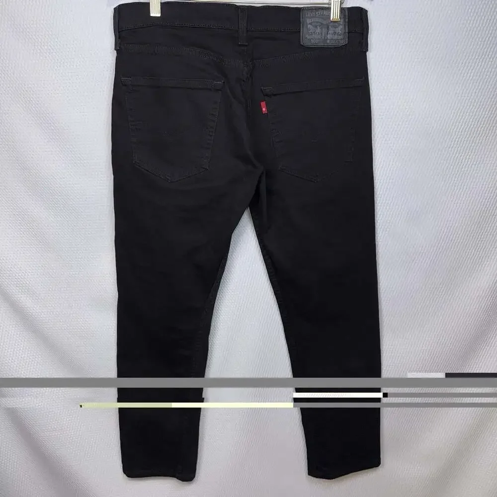 Levis 502 Regular Tapered Jeans Mens 32x30 Dark Black WaterLess Denim Pants EUC